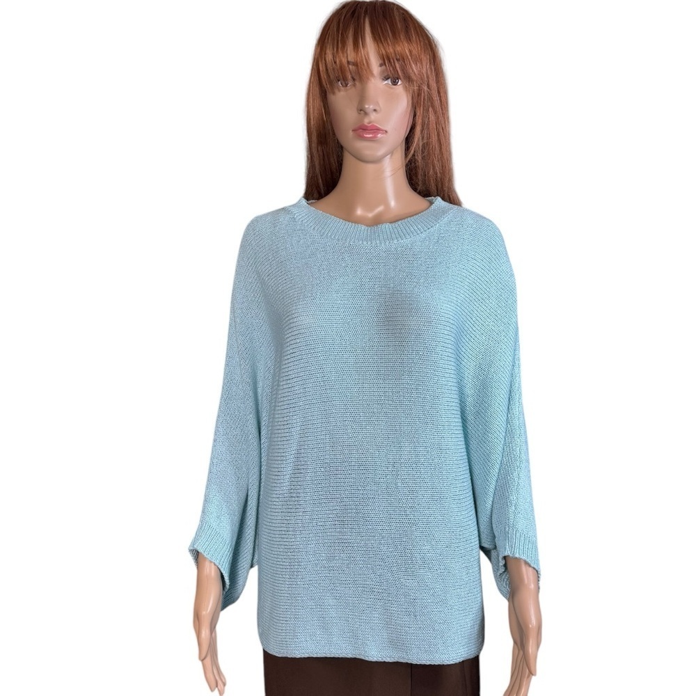 Zara Knit Bat Sleeve Light Blue Sweater Size M